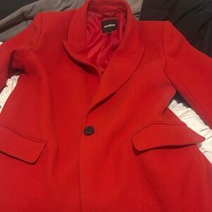 Express Women's Bold Red Wool Trench Coat